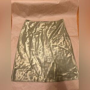 Stefanel Olive Green Satin Midi Skirt